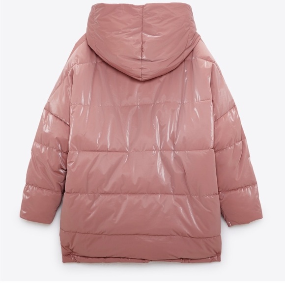 NWT ZARA Soft Pink Hooded Puffer Coat - Picture 5 of 10